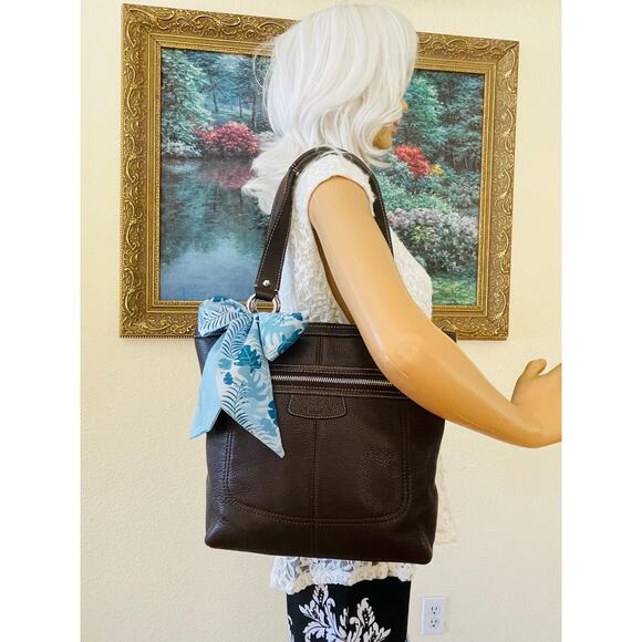 Vintage Coach brown Hamilton pebble leather shoulder bag tote Serial F14683 - Picture 3 of 10